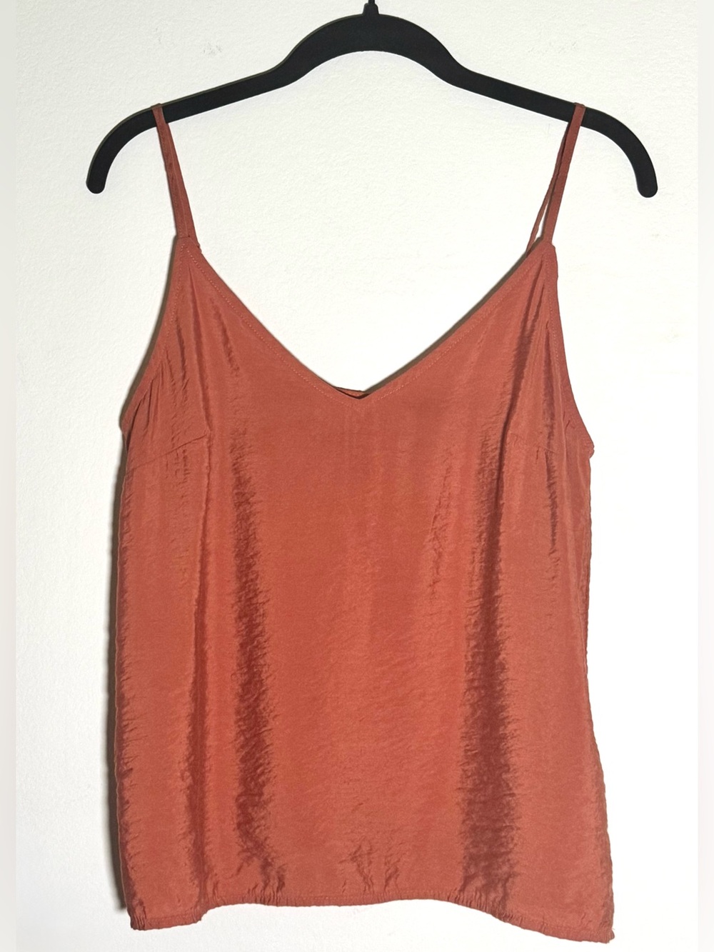 a new day Satin Cami Summer Tank Top, Rust Terracotta, Size Small